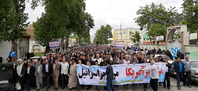 راهپیمایی مردم شهید پرور شهرستان خوی در راستای حمایت از بیانیه شورای عالی امنیت ملی