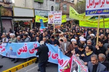 حضور باشکوه مردم دارالمومنین شهرستان خوی در راهپیمایی روز جهانی قدس